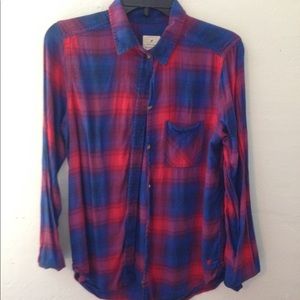 Red and blue flannel.